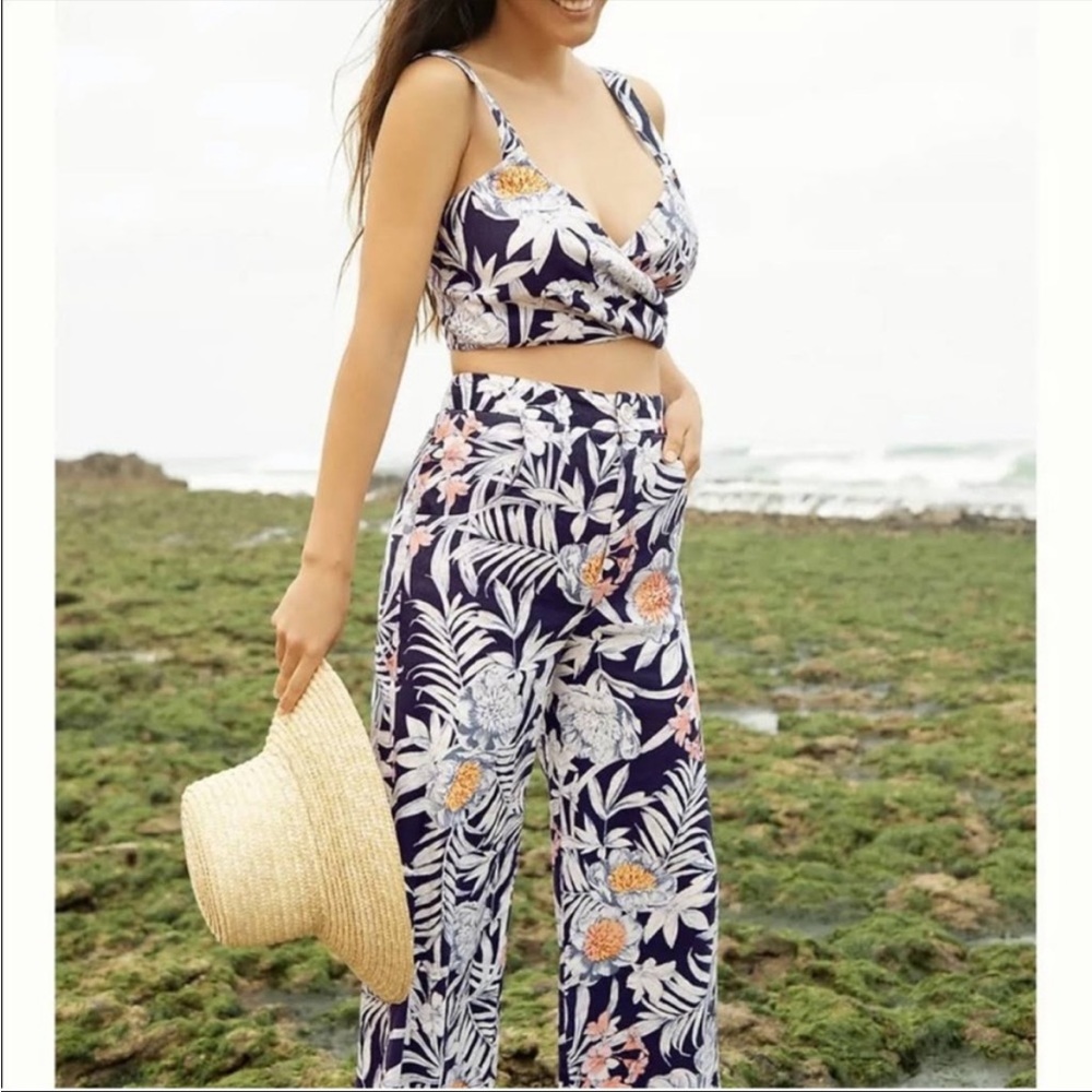 Maeve Bromeliad Printed Wide Leg High Waist Pants
